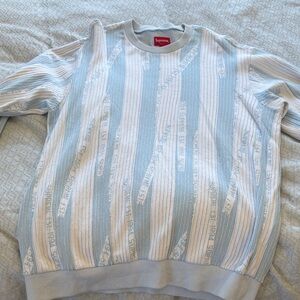 Supreme Light Blue and White Crewneck Sweater